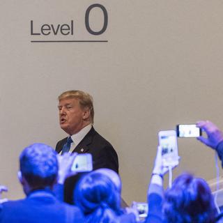 Donald Trump, photographié le 25 janvier 2018 au WEF de Davos. [Keystone - Gian Ehrenzeller]