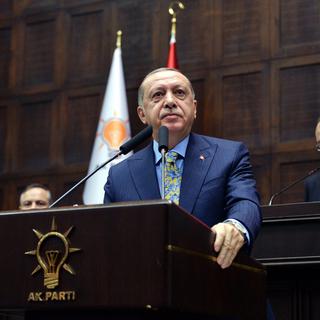 Le président turc Recep Tayyip Erdogan lors de sa conférence de presse mardi à Ankara. [EPA - STR]