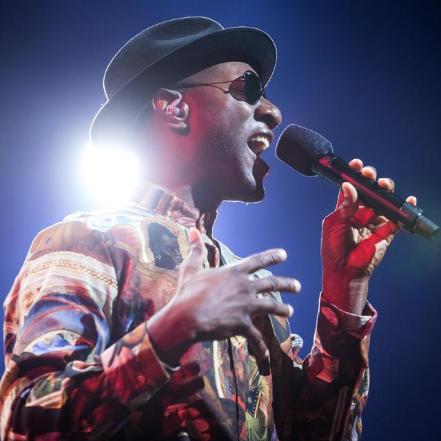 Aloe Blacc sur la scène de l'auditorium Stravinski au Montreux Jazz Festival, le 30 juin 2018. [2018 FFJM - Marc Ducrest]