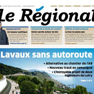 Couverture de l'hebdomadaire gratuit vaudois "Le Régional". [Le Régional - DR]