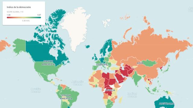 Selon l'Indice de la Démocratie publié chaque année par The Economist, la démocratie a reculé dans 90 pays entre 2016 et 2017.