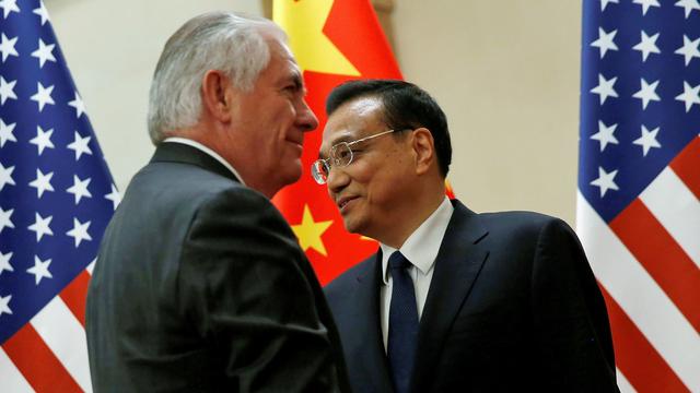 Rex Tillerson reçu par le Premier ministre chinois à Pékin, 09.11.2017. [Reuters - Jonathan Ernst]