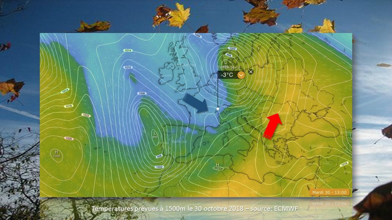 Températures prévues à 1500m, le 30 octobre 2018 [RTS/ECMWF - ./.]