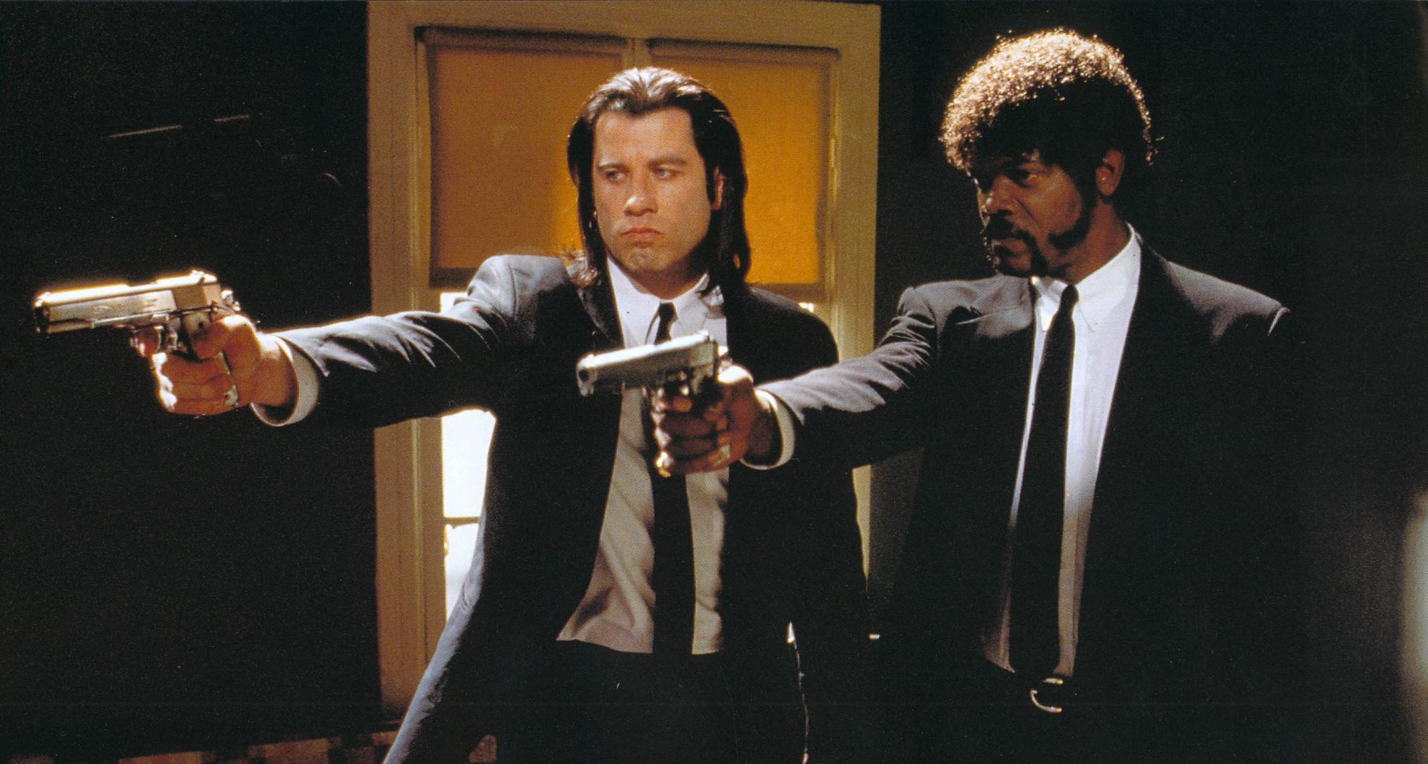 John Travolta et Samuel L. Jackson dans le rôle de tueurs dans "Pulp Fiction". [AFP - MIRAMAX / Collection ChristopheL]