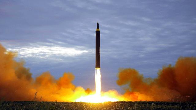 Un essai de missile intercontinental par la Corée du Nord en août 2017. [Keystone - Korean Central News Agency]