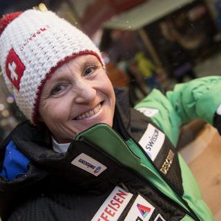 Erika Hess, skieuse alpine suisse. [Keystone - Jean-Christophe Bott]