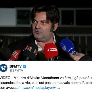 Un tweet de BFMTV à propos du meurtre de la joggeuse française Alexia Daval. [DR]