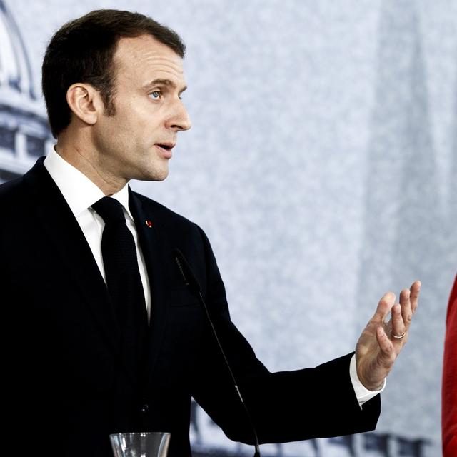 Emmanuel Macron est en visite à Berlin où il a rencontré Angela Merkel. [EPA/Keystone - Carsten Koall]