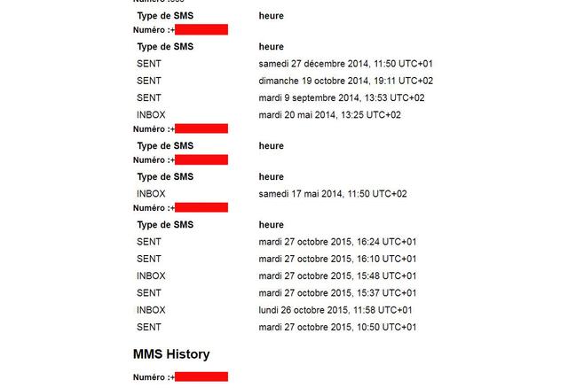 L'historique des SMS. [RTS]