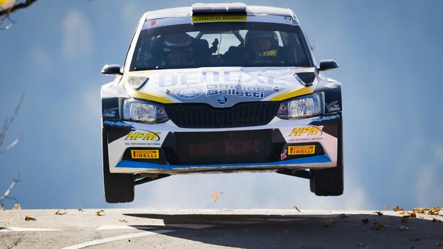 l'Italien Giandomenico Basso s'est imposé samedi lors du Rallye du Valais. [Keystone - Jean-Christophe Bott]