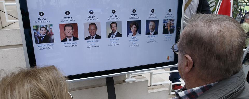 Tout le monde est suspendu aux résultats du second tour des élections genevoises (ici le premier tour). [Keystone - Salvatore Di Nolfi]