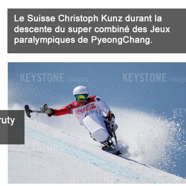 Si la photo est bonne - Le skieur suisse Christoph Kunz à PyeongChang. [Keystone - Simon Bruty]