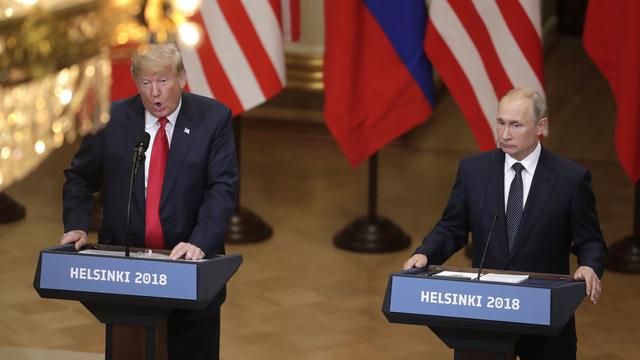 Donald Trump et Vladimir Poutine à l'issue de leur rencontre à Helsinki. [AP/Keystone - Markus Schreiber]