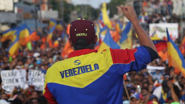 Henri Falcon, opposant au sortant Nicolas Maduro dans la course à la présidence du Vénézuela, lors d'un meeting de campagne le 17 mai 2018. [Keystone - Miguel Gutierrez]
