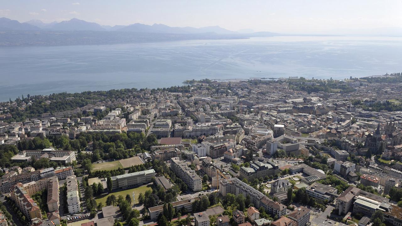 Vue aérienne de la ville de Lausanne. [Keystone - Laurent Gillieron]