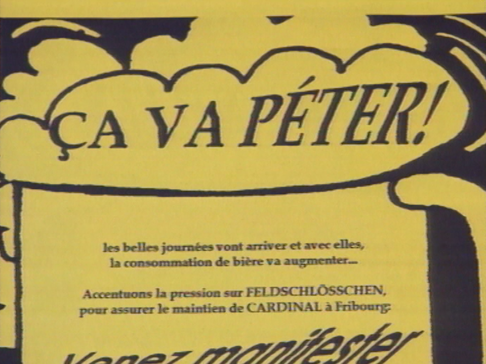 En 1997, le boycott de la bière Feldschlosschen s'organise. [RTS]