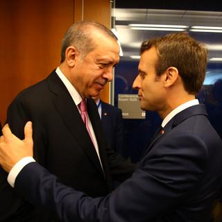 Les présidents turc Recep Tayyiip Erdogan et français Emmanuel Macron, en septembre 2017 à New York.