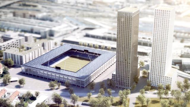 Le projet de stade et de tours proposé par les investisseurs. [hrs.ch]