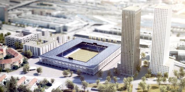 Le projet de stade et de tours proposé par les investisseurs. [hrs.ch]