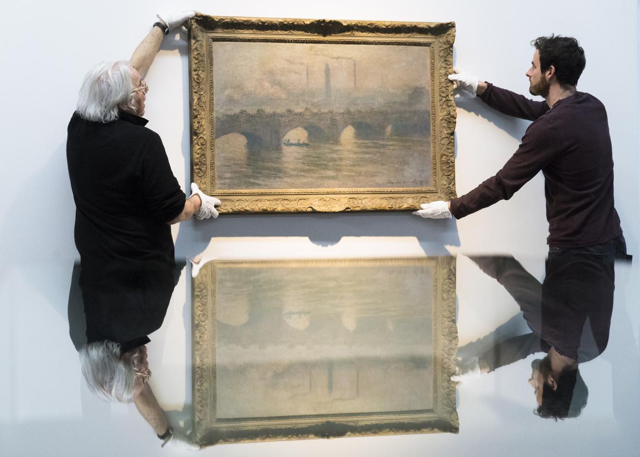 "Le pont de Waterloo" de Claude Monet est l'une des oeuvres de la collection Gurlitt présentées au Kunstmuseum à Berne. [Keystone - Peter Klaunzer]