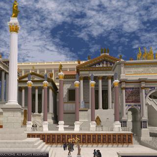 Le visiteur virtuel peut survoler la Rome de l'an 320 et notamment explorer le forum, au coeur de la ville. [AFP - Rome Reborn Virtual Reality Project]