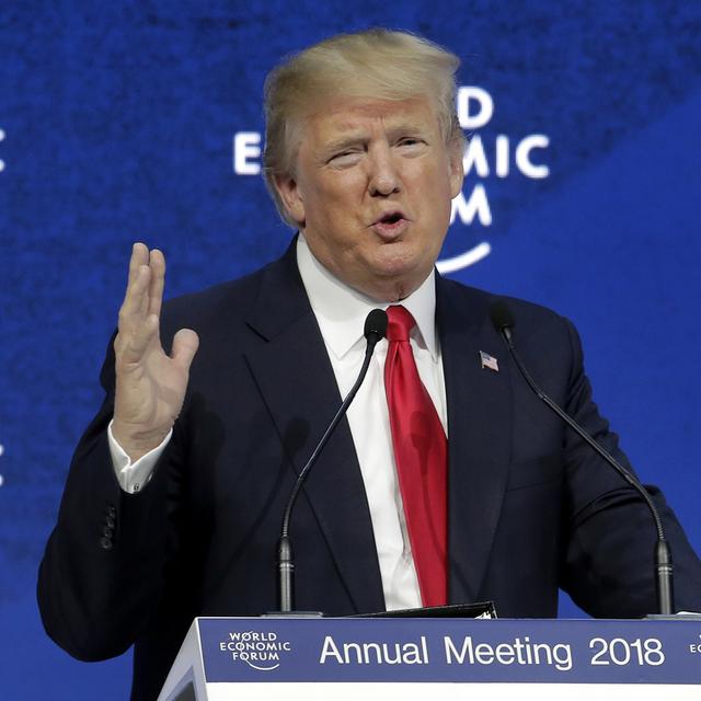 Le président Donald Trump lors de son discours au WEF de Davos. [Keystone - AP Photo/Markus Schreiber]