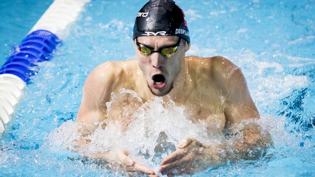 Desplanches en action lors de la Swim Cup à Lausanne. [Jean-Christophe Bott]