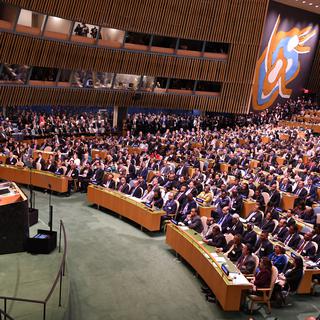 Le président des Etats-Unis lors de son discours devant l'Assemblée générale de l'ONU. [AFP - Don EMMERT]