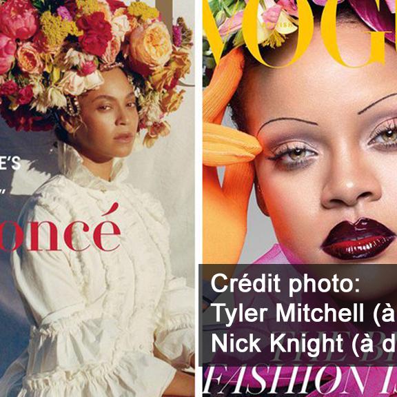 Beyoncé (dr.) et Rihanna sont en couverture du numéro de septembre du magazine de mode Vogue. [Tyler Mitchell/Nick Knight]