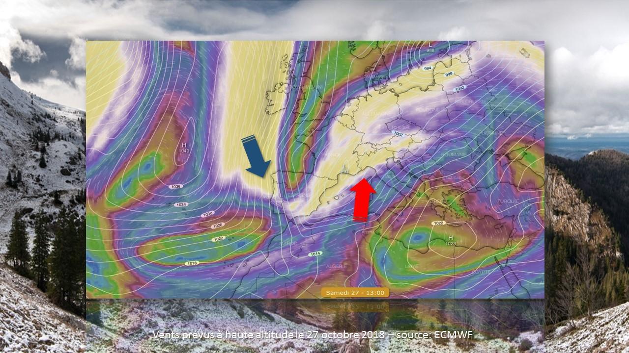 Vents prévus en altitude le 27 octobre 2018 [ECMWF - ./.]