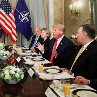 Donald Trump s'est exprimé lors d'un petit déjeuner avec le secrétaire général de l'Otan. [Reuters - Kevin Lamarque]