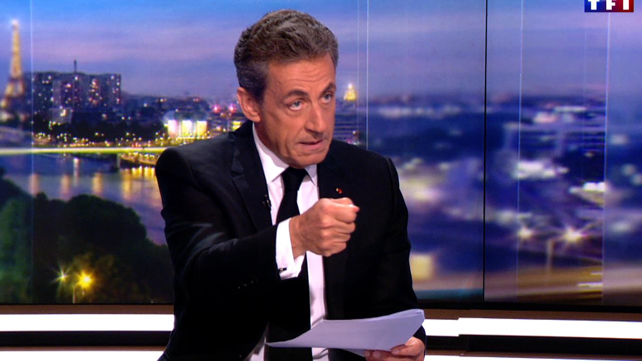 L'ancien président français Nicolas Sarkozy s'est défendu sur le plateau de TF1 le 22 mars 2018. [TF1/AFP]