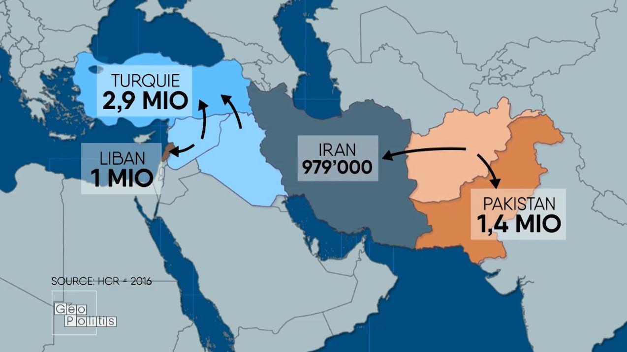 Les pays qui accueillent le plus de réfugiés en 2016. [DR - Géopolitis]