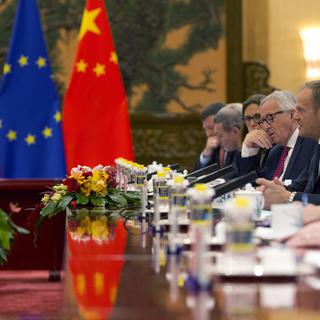Les dirigeants européens à Pékin, 16.07.2018. [Pool/EPA/Keystone - NG Han Guan]
