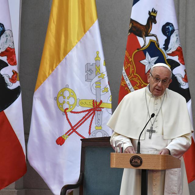 Le pape François a fait son premier discours à Santiago devant les autorités politiques et civiles du Chili. [AFP - Vincenzo Pinto]