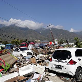 Les dégâts laissés par la vague du tsunami dans la ville côtière de Palu en Indonésie. [EPA/Keystone - Mast Irham]