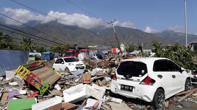 Les dégâts laissés par la vague du tsunami dans la ville côtière de Palu en Indonésie. [EPA/Keystone - Mast Irham]