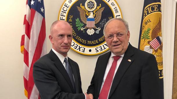 Johann Schneider-Ammann a rencontré Jeff Gerrish, représentant adjoint du commerce des États-Unis. [DR - Twitter]