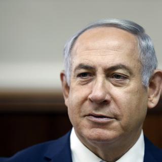 Benjamin Netanyahu lors de sa traditionnelle réunion de cabinet, le 11 février à Jérusalem. [AP/Keystone - Ronen Zvulun]