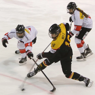 L'équipe suisse face à l'Allemagne lors de l'International Chablais Hockey Trophy. [ICHT - Yves Fivaz]