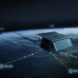 Représentation de la constellation de satellites d'Astrocast.
Image dans zone press d'Astrocast
Astrocast [Astrocast]