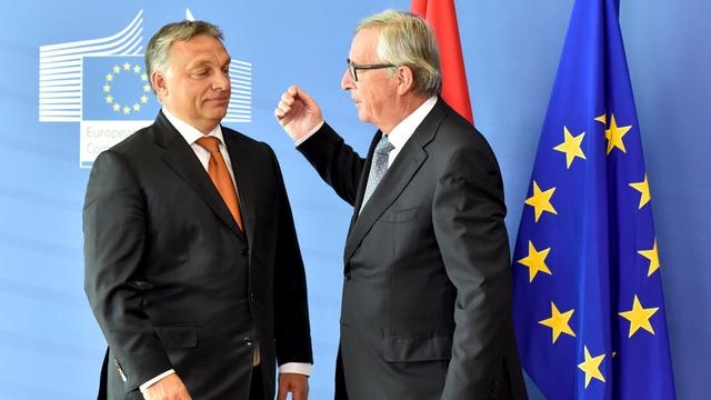 Viktor Orban et Jean-Claude Juncker en septembre 2015 à Bruxelles. [Reuters - Eric Vidal]