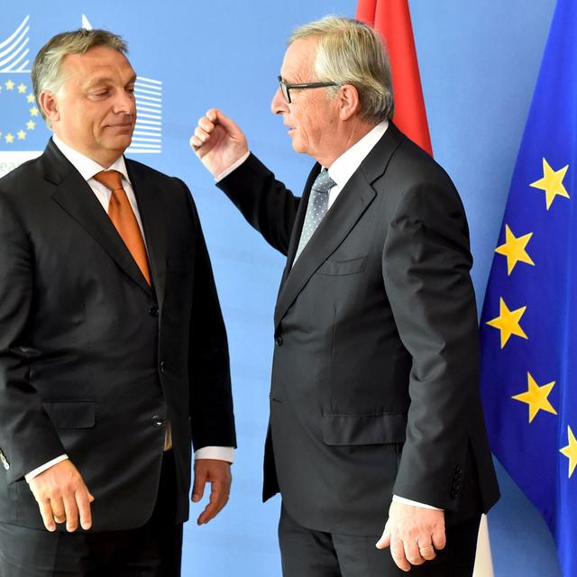 Viktor Orban et Jean-Claude Juncker en septembre 2015 à Bruxelles. [Reuters - Eric Vidal]