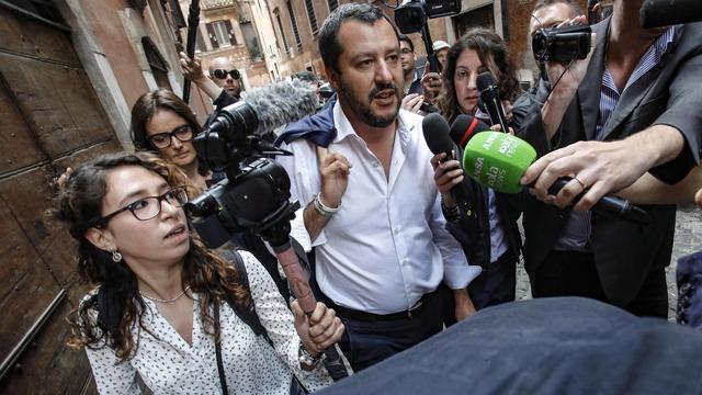 Le leader de la Lega, Matteo Salvini, photographié après une réunion à Rome, le 10 mai 2018. [EPA/Keystone - Giuseppe Lami]