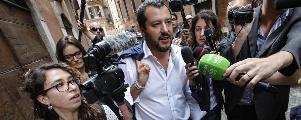 Le leader de la Lega, Matteo Salvini, photographié après une réunion à Rome, le 10 mai 2018. [EPA/Keystone - Giuseppe Lami]