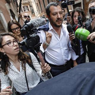 Le leader de la Lega, Matteo Salvini, photographié après une réunion à Rome, le 10 mai 2018. [EPA/Keystone - Giuseppe Lami]