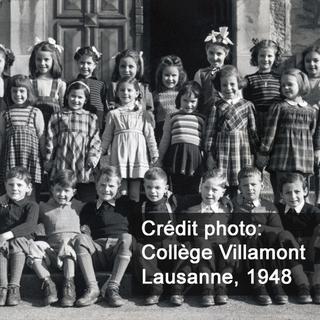 Classe enfantine du collège Villamont à Lausanne en 1948. [Collège Villamont]