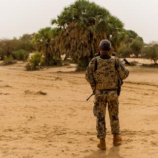 Un soldat allemand en mission pour l'ONU à proximité de Gao au Mali. [AFP - Markus Heine]