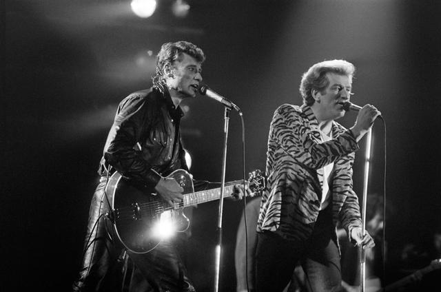 Johnny et Eddy en 1985 au Printemps de Bourges. [AFP - Franck Perry]