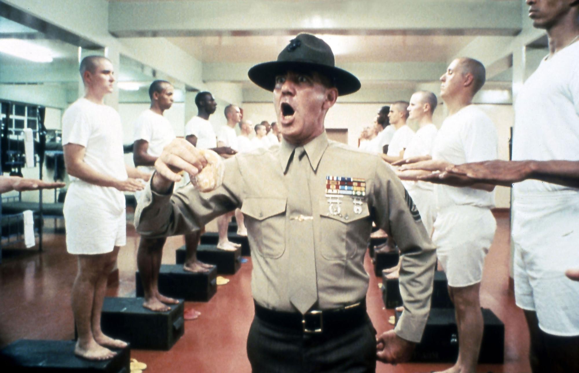 R. Lee Ermey dans le rôle du sergent Hartmann. [Natant / Stanley Kubrick Product / Collection ChristopheL/AFP]